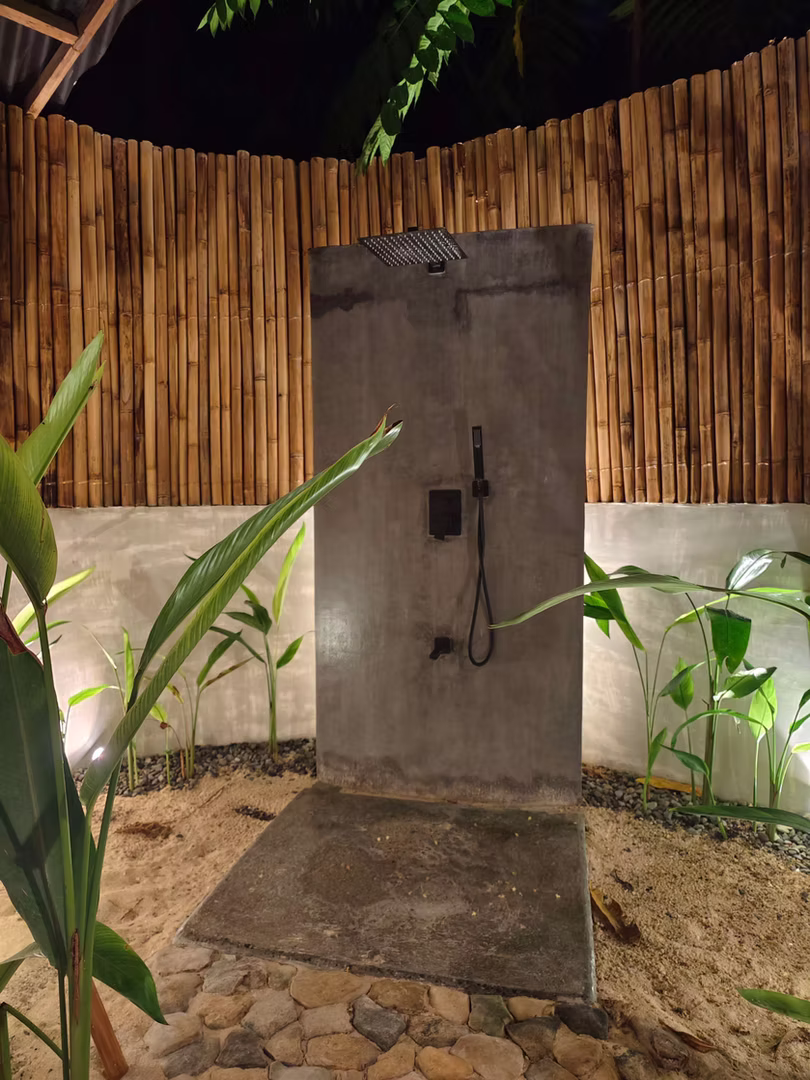 Villa Outdoor Shower, Tropical Beachfront Villa at Patrick's on the Beach, Siargao